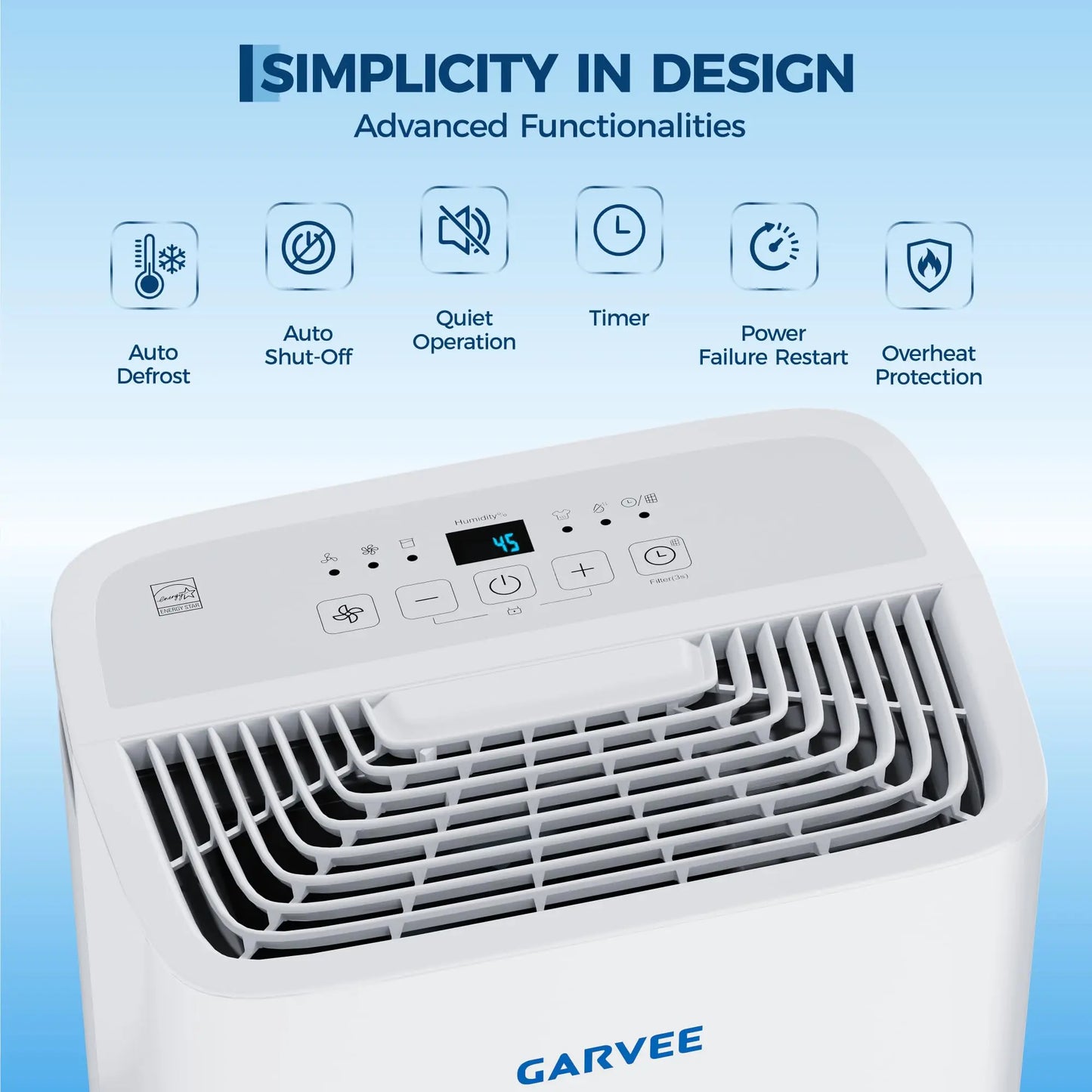 22 Pint Dehumidifier For Home 3000 Sq Ft Basement Large Room Quiet Auto Shut Off Continuous Drain Portable Air Dryer 1.45Gal