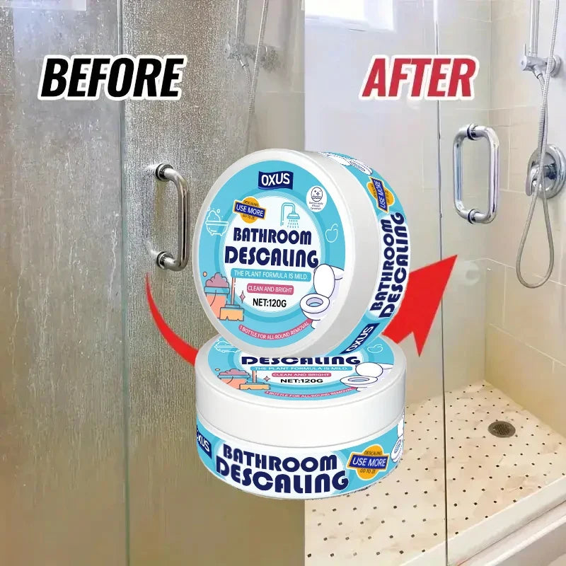 Powerful Bathroom Glass Polish Gel • Hard Water Stain Remover & Scale Cleaner for Shower Doors, Tiles, Stainless Steel • Multi-S