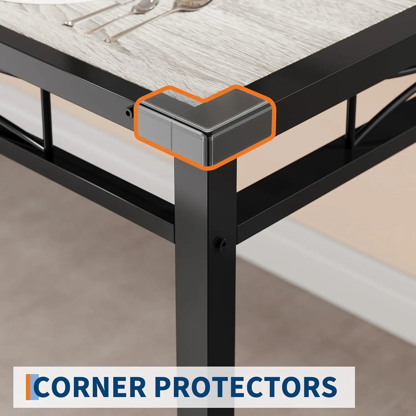 Dining Table Set for 4, Wood Kitchen Table Chairs Set of 4 with Corner Protector, Kitchen Table with 4 Upholstered Chairs