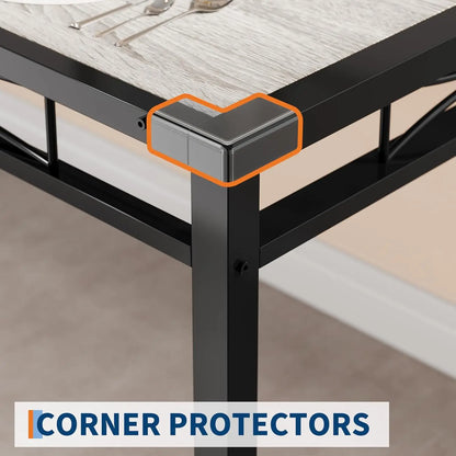Dining Table Set for 4, Wood Kitchen Table Chairs Set of 4 with Corner Protector, Kitchen Table with 4 Upholstered Chairs