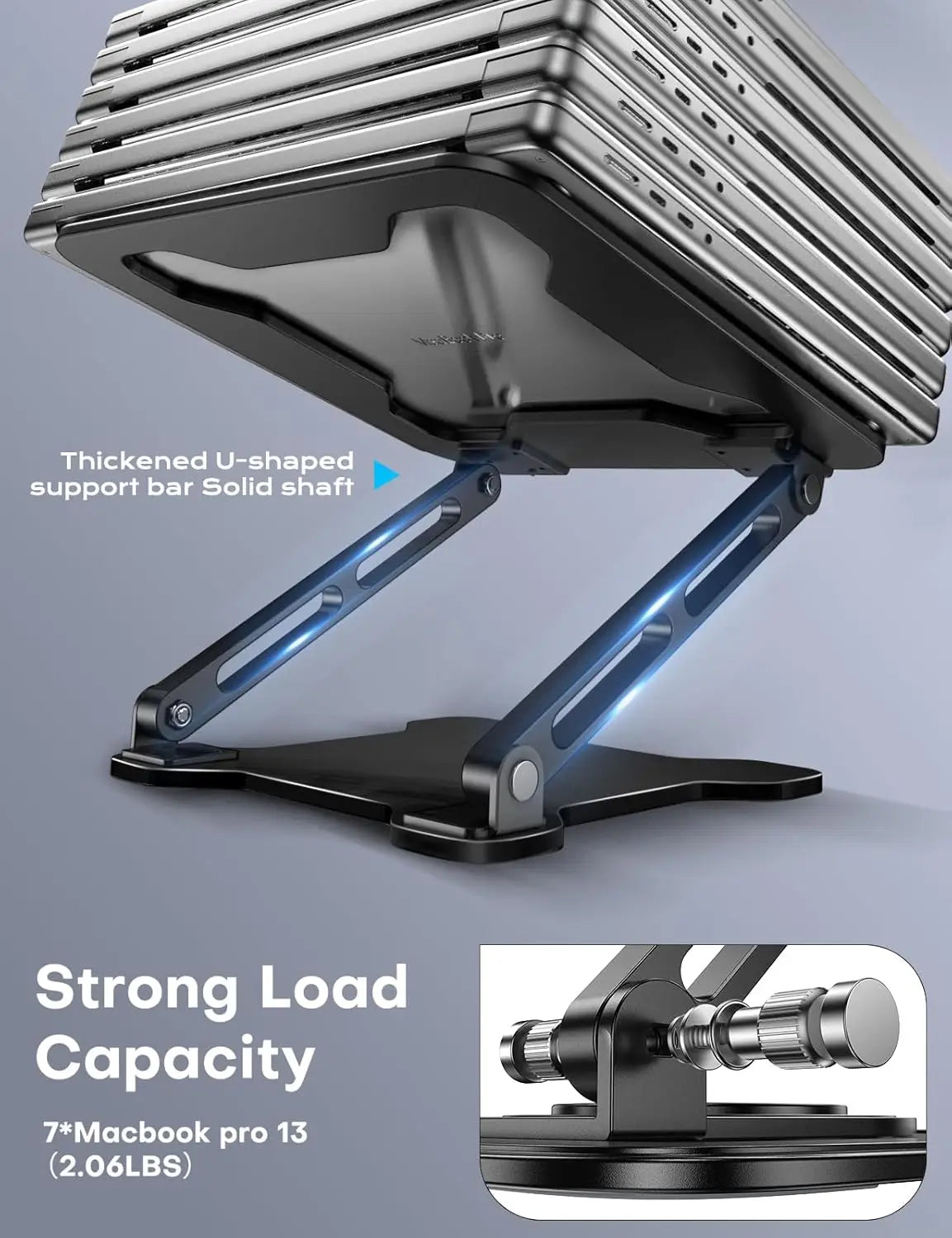 Adjustable Foldable Metal Laptop Stand with Cooling Ventilation for 10-15.6 Inch Notebooks