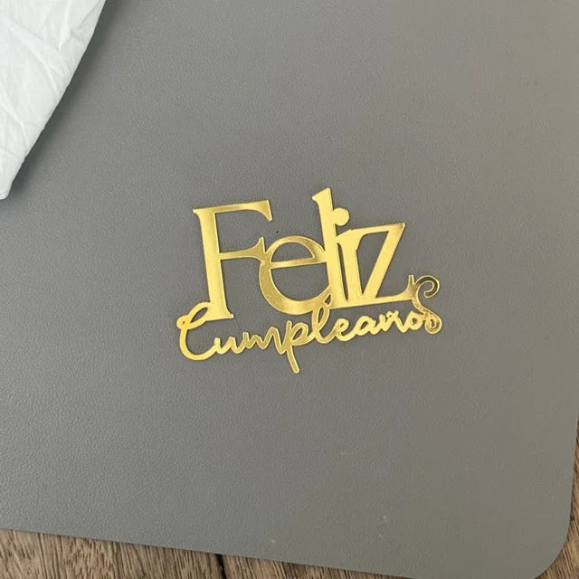 ins Spanish Happy Birthday Cake Topper Golden Crown Acrylic Birthday Party Cake Toppers For Baby Shower Cake Dessert Decorations