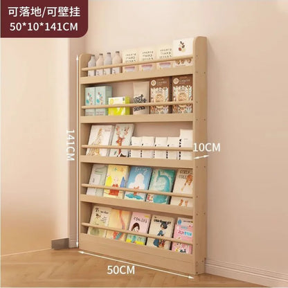 Corner storage rack, ultra-thin solid wood floor-standing bookcase, door back storage rack, narrow cabinet, wall-mounted childre
