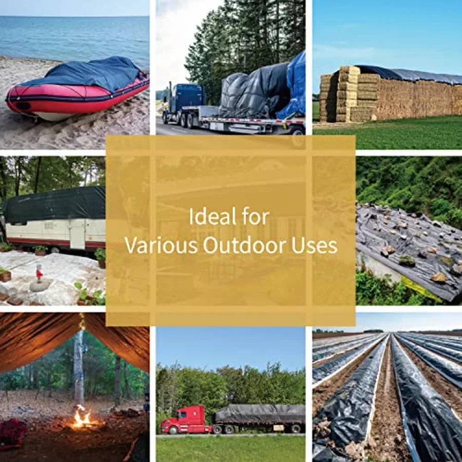 Tarps Heavy Duty Waterproof 16x20 Feet Poly Tarp Cover Outdoor Thick UV Resistant Tarpaulin with Grommets 10mil