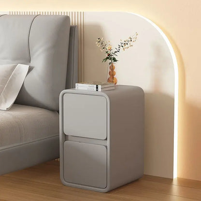 Simple modern bedside table cream style solid wood storage ultra-narrow new 2-layer light luxury bedroom storage bedside home