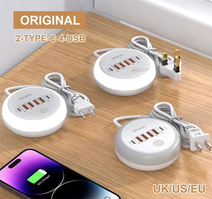Multi Ports PD Type C Fast Charging Wall Charger 50W USB Charger USB Hub For Samsung iPhone Xiaomi EU/US/UK Plug Phone Charger