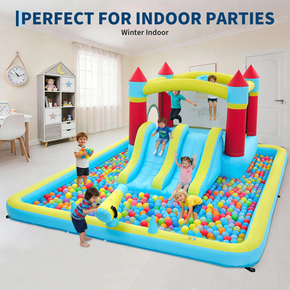 15x11FT Inflatable Bounce House With 450W Blower 7-In-1 Wet Dry Water Slide Kids Jumping Castle For Indoor Outdoor Backyard