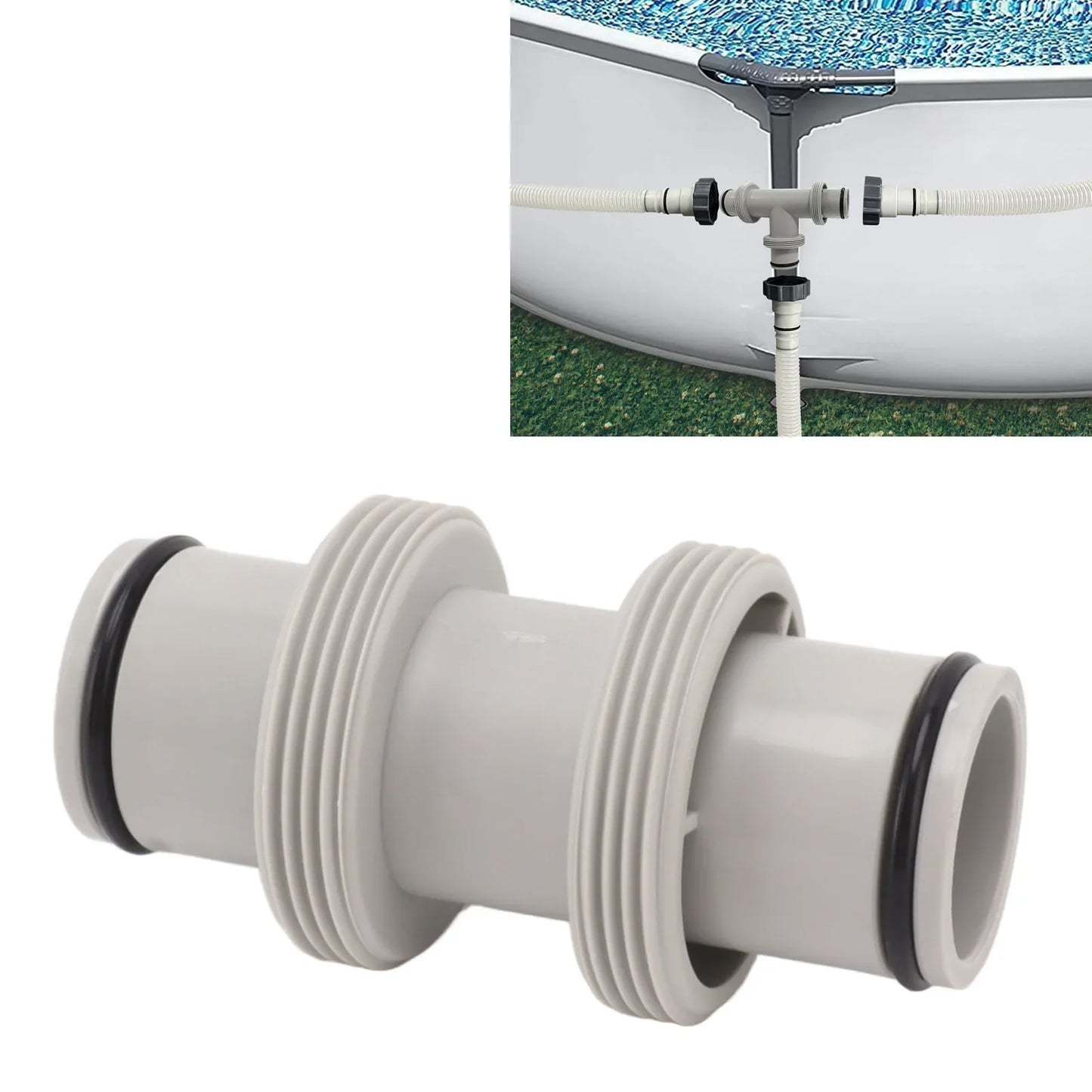 Pool Hose Connector 1.5in To 1.5in Pool Hose Adapter Replacement Elastic Rubber  Antileak Straight Joint for Salt System