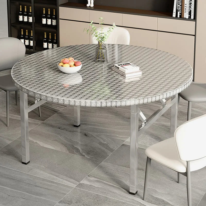Stainless steel folding round table, suitable for home use, small apartments, large food stalls, and street vendors.