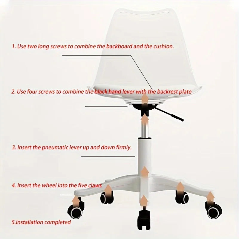Ergonomic Rolling Stool with Wider Seat & Backrest, 136.08 KG Weight Capacity, 360° Swivel Chair for Home Office, Beauty Salon