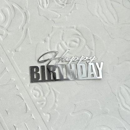 Ins Simple Style Happy Birthday Cake Topper Gold silver Acrylic Kids Party Gift Cupcake Toppers Baby Shower Dessert Decoration
