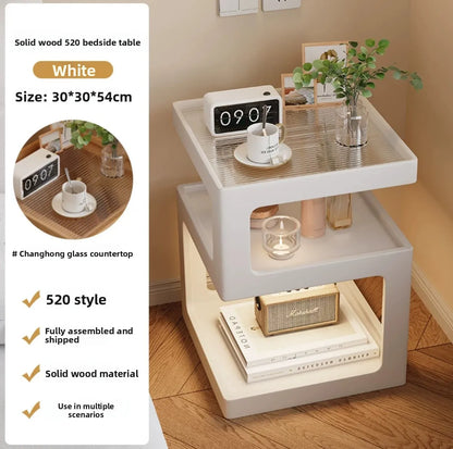 Solid wood bedside table, bedroom bedside storage, household sofa edge