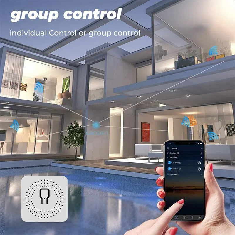16A Wifi Mini Smart Switch Wireless DIY Light Switches 2 Way Control Breaker Work with Tuya Smart Life Alexa Google Home