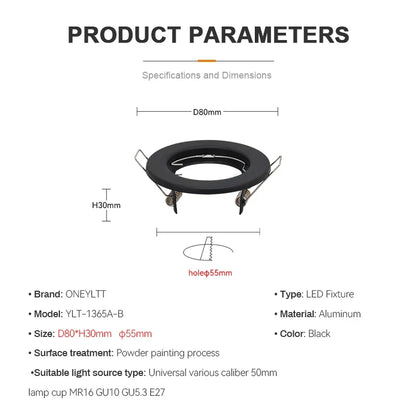 6pcs Down Light Frame Recessed LED Ceiling Fixtures Downlight GU10 MR16 Ceiling Spot Lights Fitting Fixture