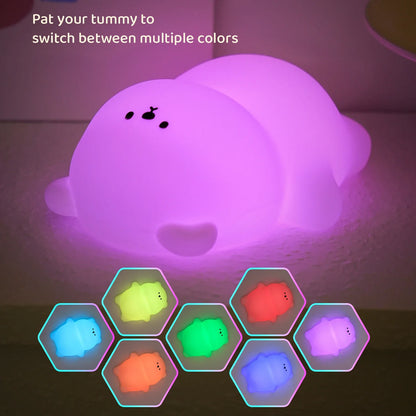 Cute Silicone Night Lamp Lying Flat Bear Desktop Decorative Light Indoor Creative Atmosphere Lamp Baby Night Lamp Children Gift