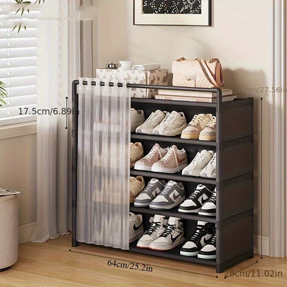 Dustproof Foldable Shoe Display Rack with Non-Slip Base, Easy to Clean, Multi-Layer Storage Shelf for Shoes and Accessories