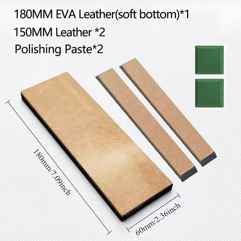 Double Side Leather Strop for Knife Sharpening Stropping Block Kit with Polishing Compound Knife Sharpening Double Side