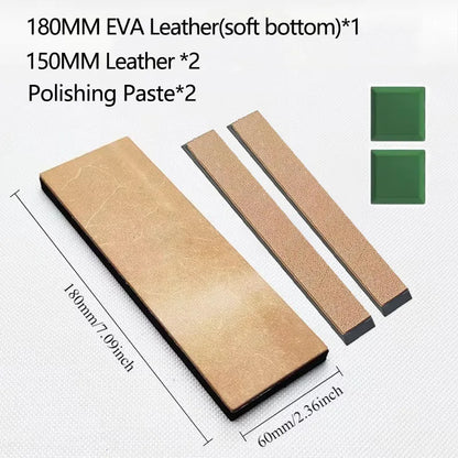Double Side Leather Strop for Knife Sharpening Stropping Block Kit with Polishing Compound Knife Sharpening Double Side