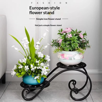 Two Tier Iron Plant Stand Floor Balcony Plant Rack Indoor Living Room Minimalist Flower Pot Shelf Hanging Plants Plant Rack
