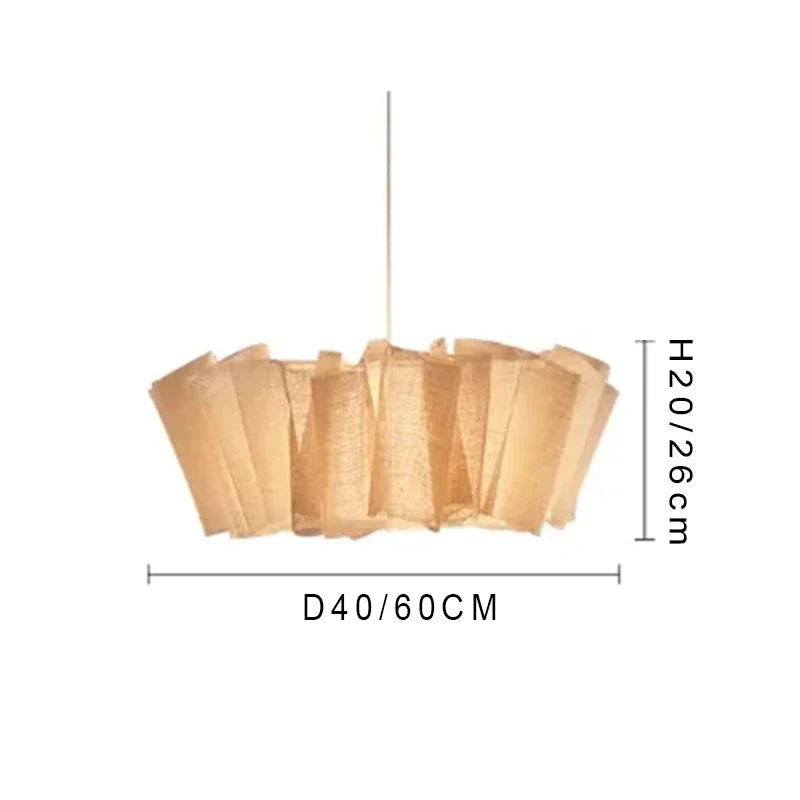 Wabi Sabi Pleated Pendant Light Nordic Linen Fabric Chandelier  For Living Room Study Clothes Shop Restaurant Decoration Light