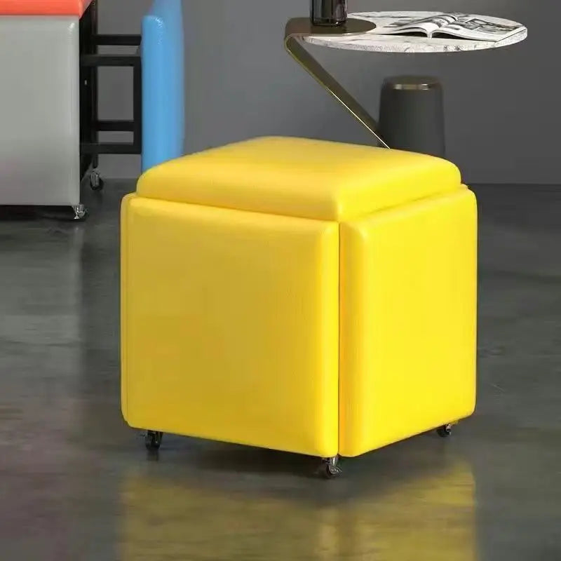 Multi-Functional Rubik's Cube Stool - 5-in-1 Storage Ottoman, Serves as Coffee Table, Dining & Shoe Bench, Nordic Style, silla