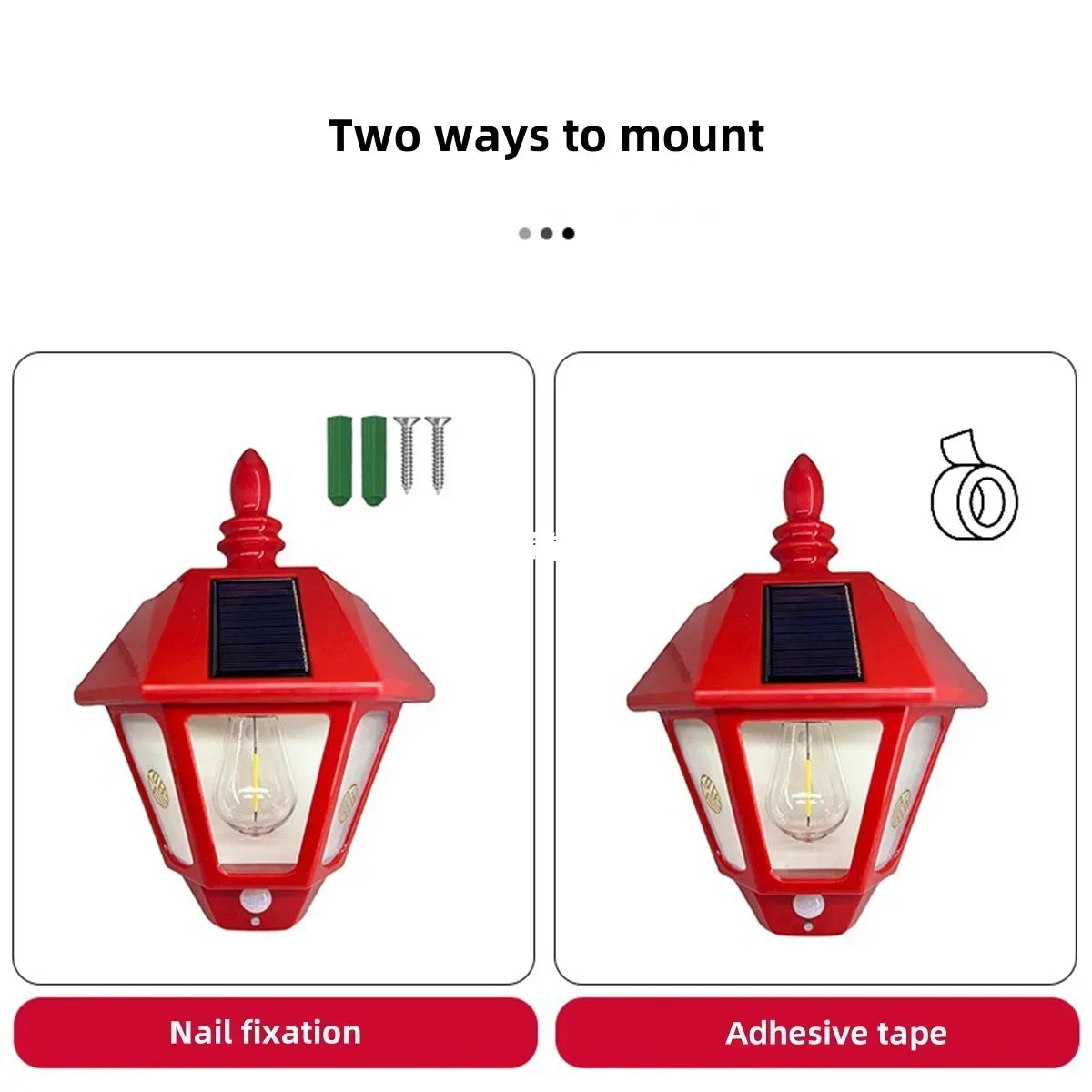 LED Outdoor Solar Wall Light Human Motion Sensing Retro Powered Lamp Waterproof Villa Garden Balcony Decorative Wall Lamp