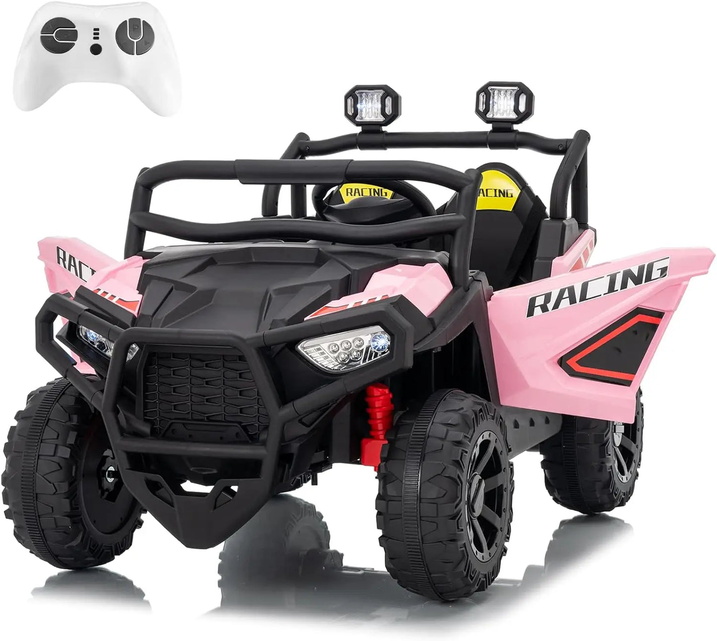 24V 2 Seater Ride On Car Electric UTV Car with Remote Control,4-Wheeler Suspension,Soft Start,3 Speeds,Led Lights,Bluetooth,3-8Y