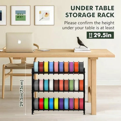 3-Tier 3D Filament Storage Rack - Heavy Duty 3d Printer Filament Rack for 30 Rolls Metal Spool Shelf for PLA ABS TPU Filament S