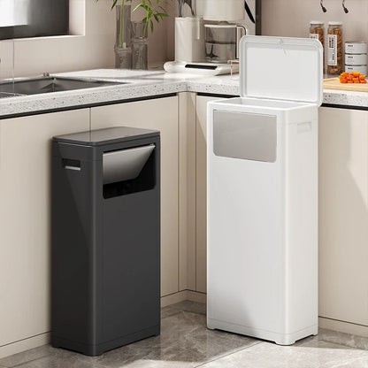Touchless Motion Sensor Trash Can Dual Lid Hands Free Kitchen Large Capacity Outdoor Commercial Garbage Bin Lixeira Banheiro