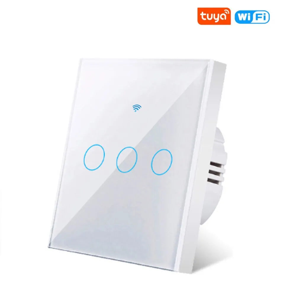 Tuya Wifi Smart Wall Light Switch 1/2/3 Gang EU Touch Switch Rf433 Wireless Remote Control For Alexa Google Home Voice Control