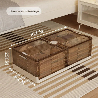 Folding storage ******der the bed Plastic transparent extra large roller dustproof storage box Clothes quilt finishing box