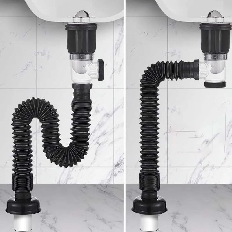 1-3PCS Multi Functional Universal Drain Hand Wash Basin Drain Pipe Basin Drain Pipe Non Adhesive Kitchen Drain Extension Pipe