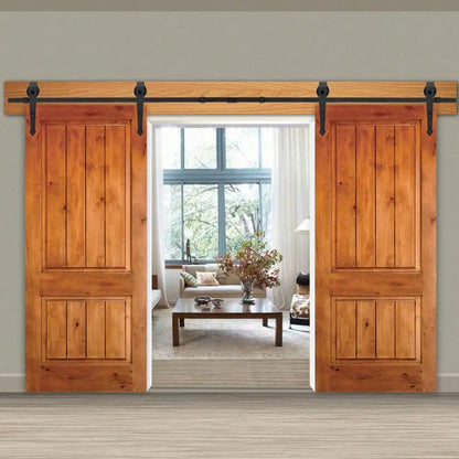 6.6 /12FT  Bypass Double Sliding Barn Door Hardware KitRoller Separate Space ,Single Track,Heavy Duty,Slide Smoothly Quietly