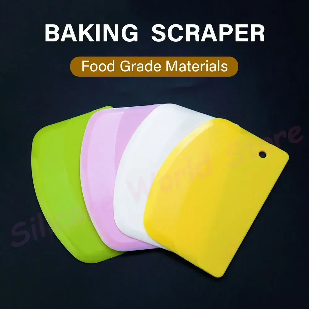 Polychrome Plastic Scraper Cake Cream Scraper Flour Dough Cutting Knife Intestine Powder Scraper Kitchen DIY Tools Baking Tools