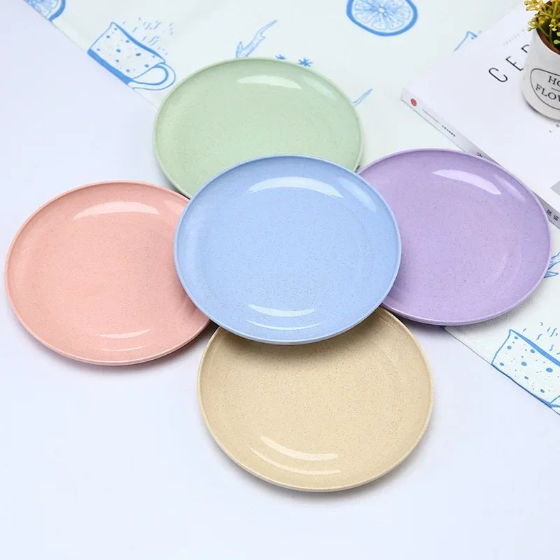 5 PCS Nordic Wheat Straw Plate Fruit Plate Vegetable Plate Plastic Bone Spitting Plate Dry Fruit Plate Tableware Large Plate