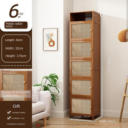 Bookcase with door, multi-layer storage rack, seam storage cabinet, living room display cabinet, bookshelf