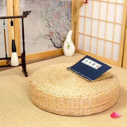 Hot Handmade Woven Natural Straw Round Pouf Tatami Cushion Floor Japanese Style Cushion Home Textile
