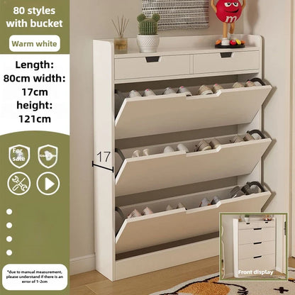 Tipping bucket shoe cabinet, outer entry shoe rack, balcony, entrance cabinet, living room large-capacity storage cabinet