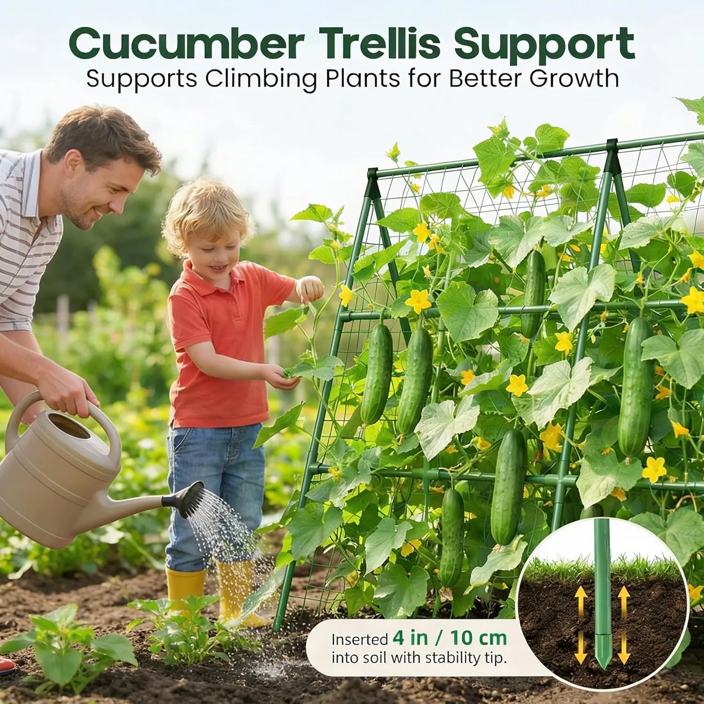 50x50 A-Frame Garden Trellis for Climbing Plants - Easy Assembly, Durable Steel, Fits Raised Beds