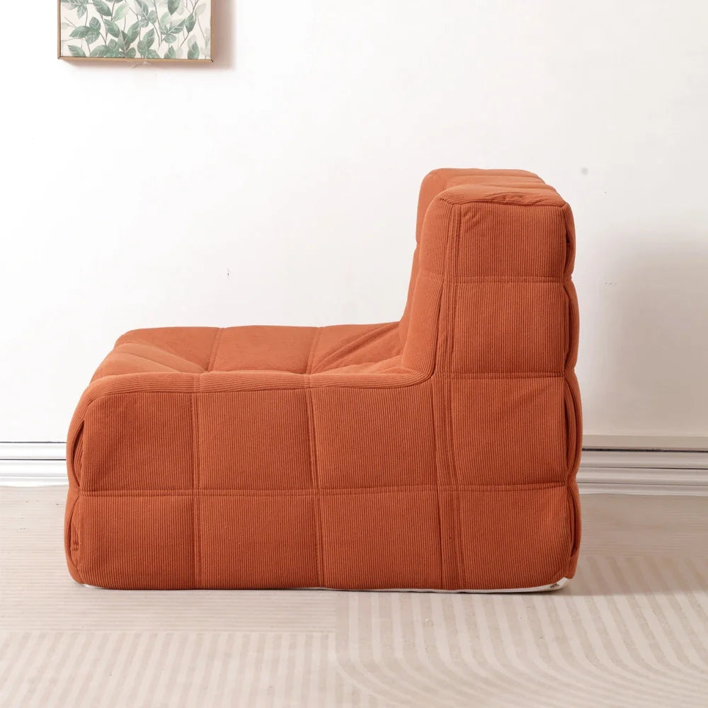 Plush Corduroy Full Sponge Floor Chair - Tufted Modular Lazy Sofa, Comfortable Accent Chair for Home Decor