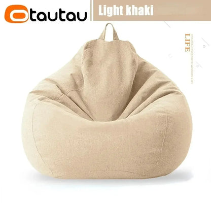 OTAUTAU Cotton Linen Bean Bag Cover without Filler Floor Corner Lazy Beanbag Chair Pouf Salon Ottoman Puff Lounger Sac DD002