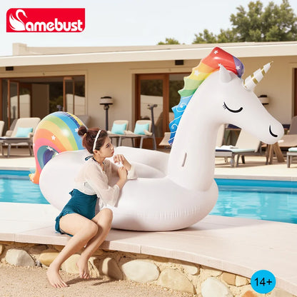 Camebust Inflatable Floating Swimming Pool Floats Unicorn Rider Animal Pool Floatsing Water Lounge Party Decoration