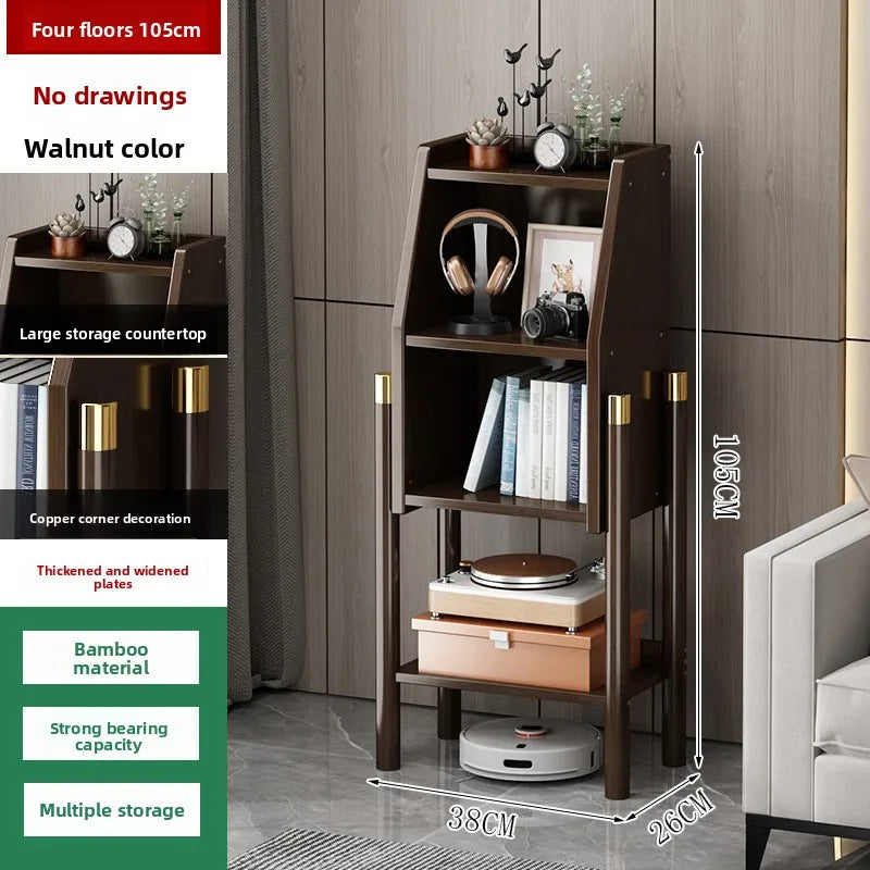 Bookshelf Shelf Floor-to-ceiling bookcase Simple living room wall locker Corner cabinet TV side cabinet Display cabinet Bamboo