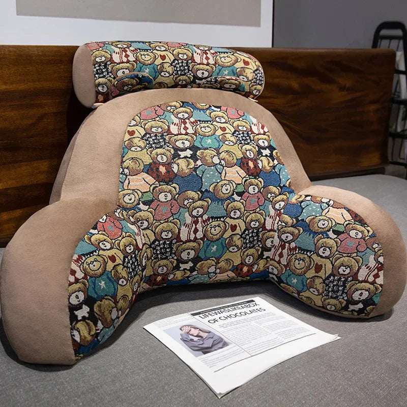 Retro Lumbar Support Large Cushion Bedside Reading Playing Sofa Cushion Home Bedroom Office Waist Protection Pillow Removable