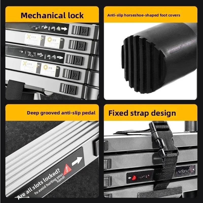 Aluminum Telescopic Folding 3 Step Ladder Step Stool Home Kitchen Garden Portable Lightweight Safety Lock Multipurpose Household