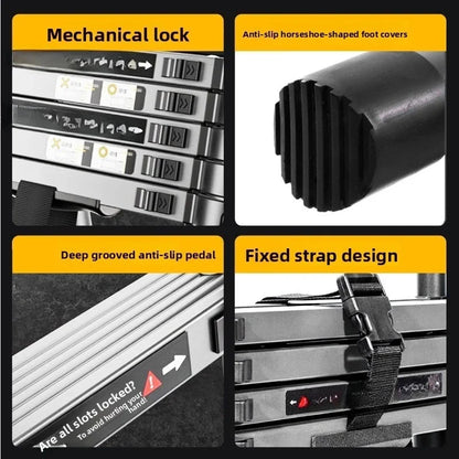 Aluminum Telescopic Folding 3 Step Ladder Step Stool Home Kitchen Garden Portable Lightweight Safety Lock Multipurpose Household