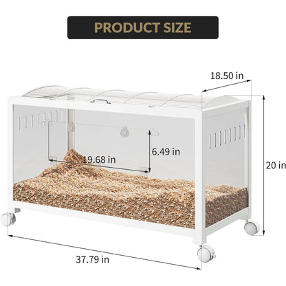 Hamster Cage with Wheels,Metal & Acrylic Habitat for Hamster,Guinea Pig,Gerbil,Mice,Chew-Proof, Dual Doors, Easy Clean