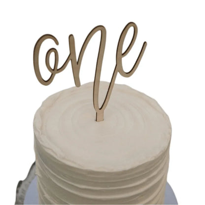 New Wooden Birthday Happy Cake Topper Laser Cut Number ONE  Kids Party Cake Toppers for Baby Shower Year Old Dessert Decoration