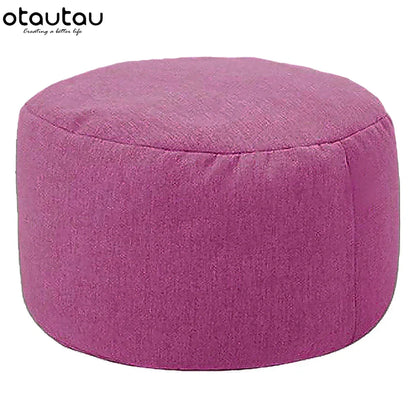 OTAUTAU Linen Bean Bag Chair with Filling Beanbag Pouf Ottoman Footstool Tatami Round Stool Futon Puff Relax Lounge Furniture