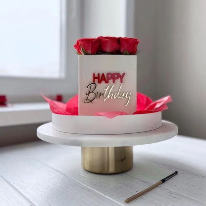 New side acrylic Happy Birthday Cake Topper Red gold combo Kids Party Cupcake Toppers For Baby Shower Gift Dessert Decoration